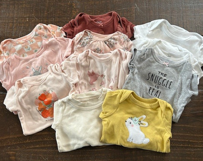 Baby Girl Size 6 Month Bodysuits Lot of 11 Short & Long Sleeve Carter's Clothes