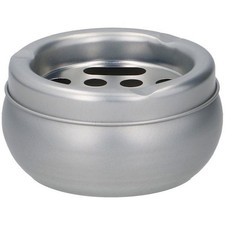 Round Silver Tinplate Metal Ashtray 10cm Diameter 5cm Indoor Outdoor Table