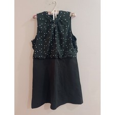 LOFT Womens Polka Dot Mixed Media Sleeveless Dress Size 14 Office Career NEW