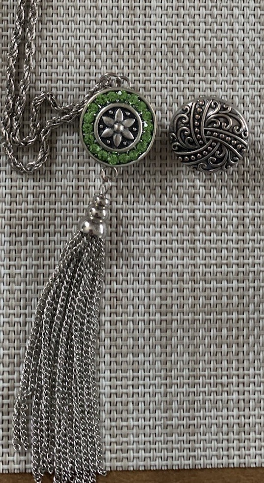 Snap Interchangeable Necklace 36” + Rhinestones T… - image 2