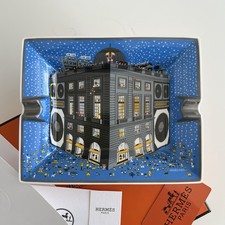 Hermes Faubourg Party Change Luxury Tray Blue Porcelain cigar Ashtray Plate Rare
