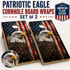 Patriotic Eagle Cornhole Board Wraps Set of 2 American Flag Vinyl 24x48