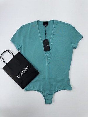 Giorgio Armani Damen Henley Body türkis Größe 46