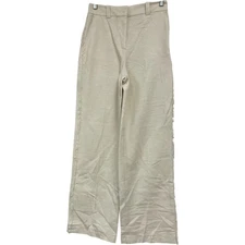 Zara Womens Striaght Trousers Pants Small S Fringed Frayed ecru 3147/138 NWT