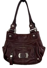 B Makowsky Soft Leather Hobo Shoulder Bag Purse Cheetah Print Lining Brown