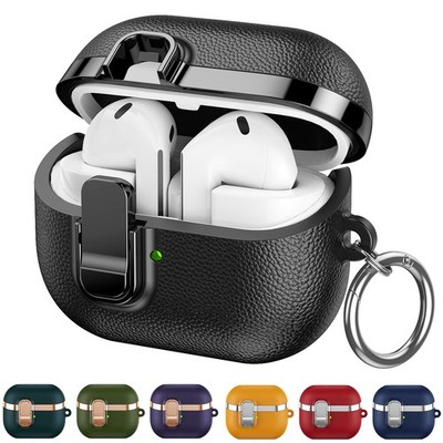For Samsung Galaxy Buds3/Bud3 Pro/Buds3 FE Luxury PU Leather Lock Case+Keychain