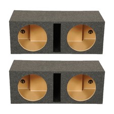 QPower QBASS Dual 12 Inch Car Audio Subwoofer Enclosure Box, Charcoal 2 Pack