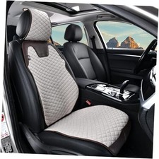 Linen Front Car Seat Covers Breathable Cloth Fabric Seat 1 Pack Apricot