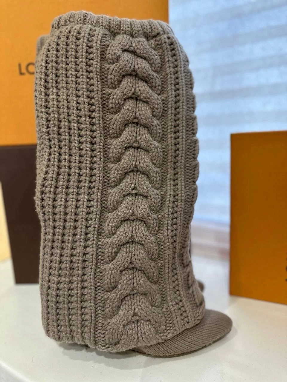 Givenchy Knit Cable Boots EU 37 Beige Wool Sock Boots Luxury Designer Shoes