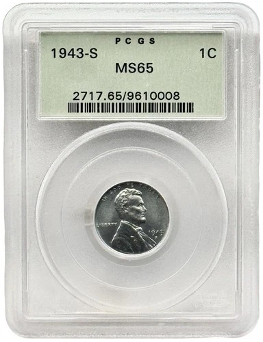 1943-S Lincoln Steel Cent PCGS MS65