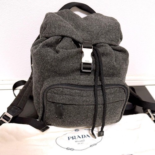 PRADA Gray Backpack Authentic Rare Designer Leather Travel Bag