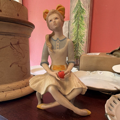Goebel Bisque Porcelain Hand Painted Girl on Bench Figurine 1971 C33-38