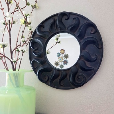 Cast Resin Heavy Sun High Relief Frame Mirror 12''
