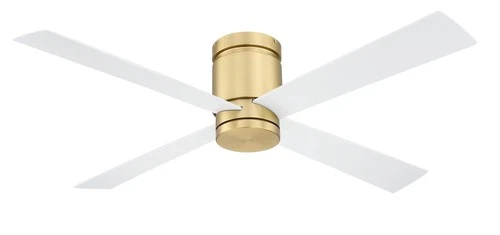 52" Fanimation Kwartet Satin Brass CCT LED Hugger Ceiling Fan - Picture 3 of 7