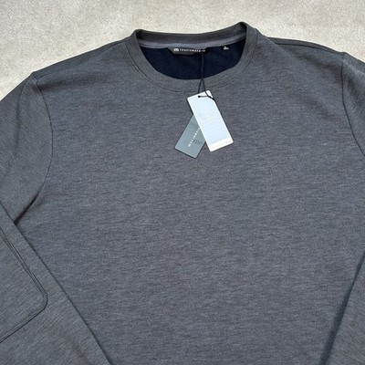 Travis Mathew Cloud Sweater Waffle Crew Mens XL Dark Charcoal Grey Pullover