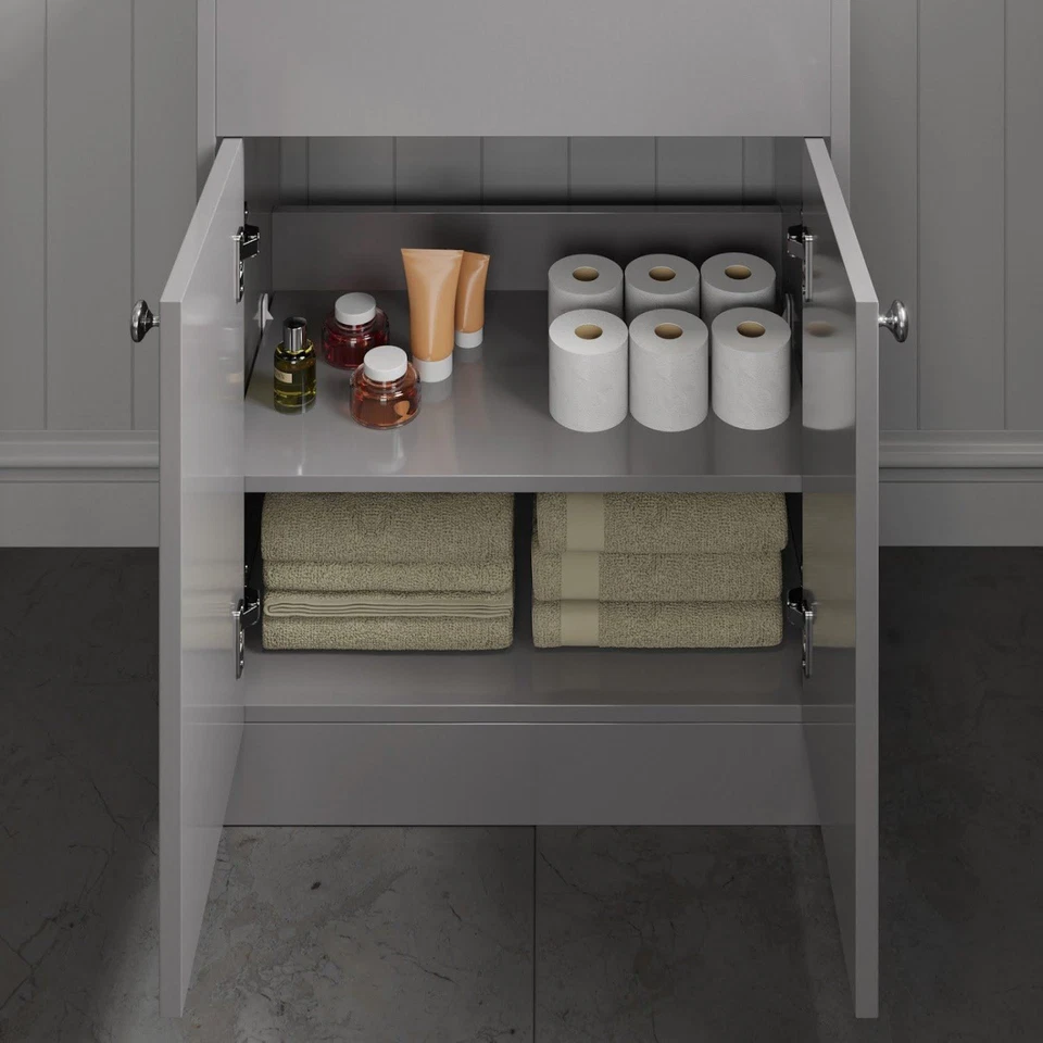 600mm Grey Traditional Bathroom Countertop Vanity Unit Floor Standing Doors - Image 3 of 4