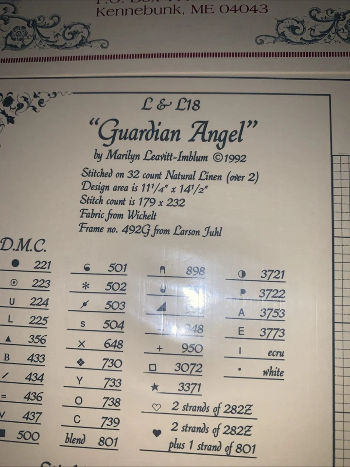 "Guardian Angel" L&L18 Lavender & Lace Cross Stitch chart Marilyn Leavitt-Imblum - Image 4 of 4