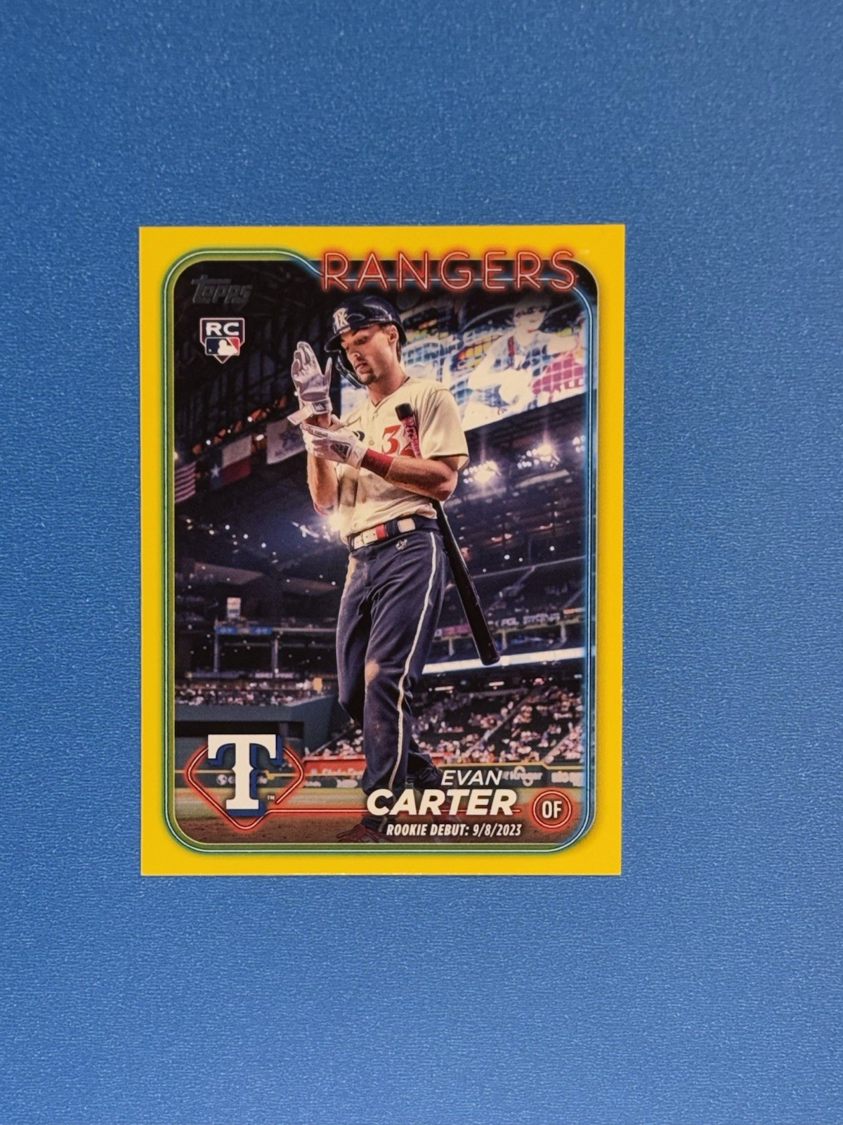 2024 Topps Update Yellow Parallel Evan Carter RC Rookie Card #US58 Rangers