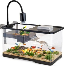 Turtle Tank Kit with Bottom Drain Multi Area Habitat for Reptiles Fish Crabs