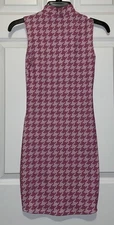 Black Milk Clothing High Neck Toastie Dress Pink houndstooth pattern Size XS