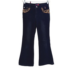 A6 Jeans & Sport Black Corduroy Studded Western Flare Pants Women's Size 30