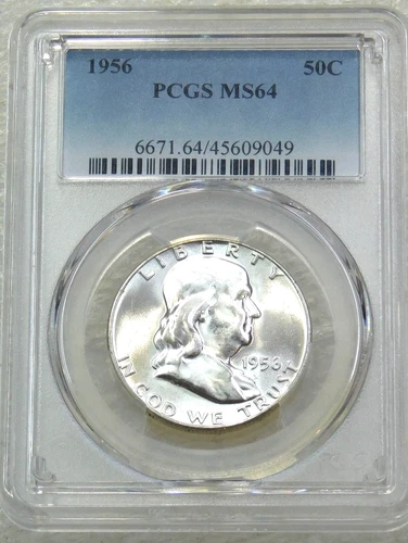 1956 Franklin Half Dollar PCGS MS64 90% FBL Frosty White PQ New Holder #J254E