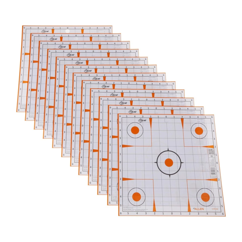 EZ Aim Paper Shooting Targets, 12" Square Sight-In Grid Alvos, Pacote com 13, Branco... - Imagem 3 de 4