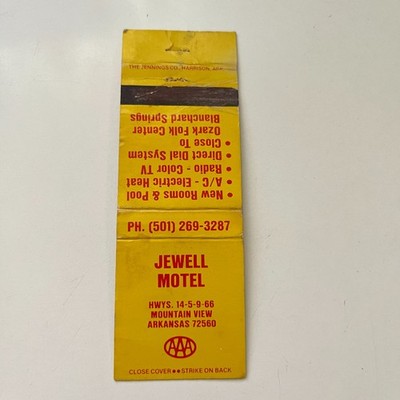 Jewell Motel New Rooms & Pool Mountain View AR Vintage Matchbook Cover TMB81-1