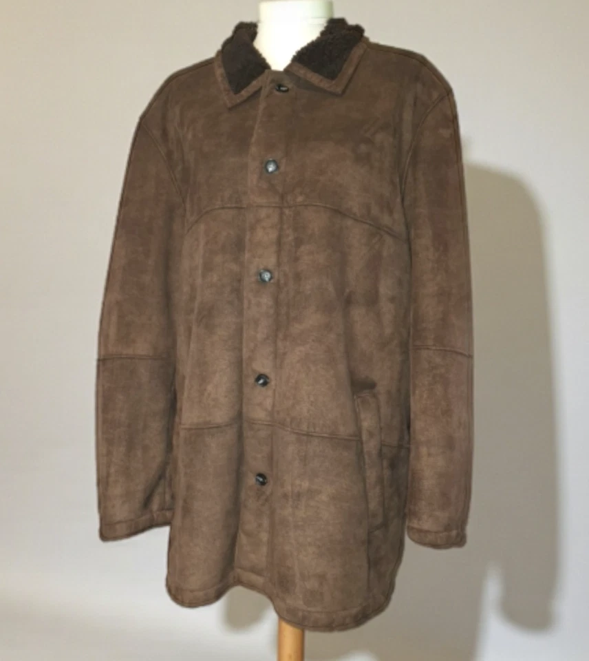 Abrigo Chaqueta de Granero Forrado Sherpa Gamuza Imitación Botón Delantero Western Ranch Ropa de Trabajo XL Foto 3 de 4