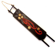 Wood Toboggan Sled Holiday 2 ft Long Painted Sleigh Bells Hanging Country Decor