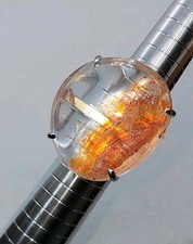 Custom Sterling Silver Rainbow Fire Quartz Gemstone Adjustable Ring Healing