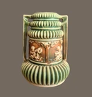 Roseville Pottery Donatello Cherub Vase Green Double Handle Pottery 1920s 6.5"