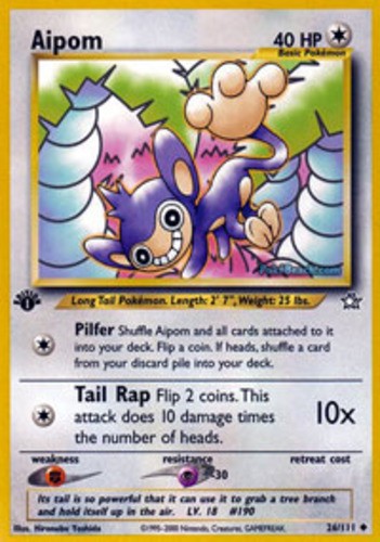Aipom - 26/111 - Uncommon - 1st Edition - Neo Genesis - NM