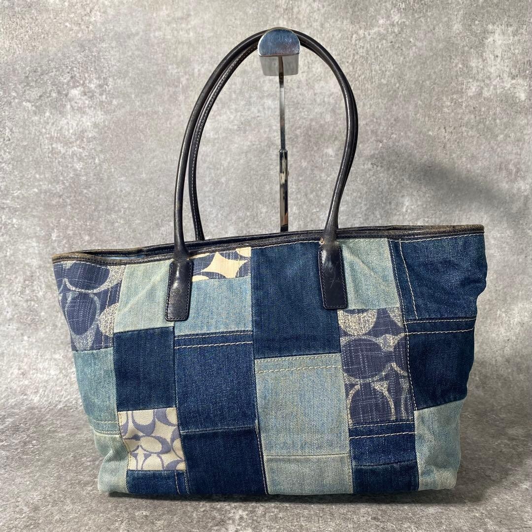 Vintage Coach Poppy Denim Patchwork Heart Sequin Tote… - Gem
