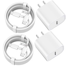 2 Pack 20W USB C Fast Charger for iPhone 17 16 15 Wall Adapter with 6ft Cable