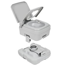Portable Toilet 2.6 Gallon 3.2 Gallon Tank Press Flush Pump 275 lb Load RV