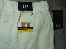 NEW GAP M medium size 30 shorts LINEN PULL-ON white STRETCH drawstring women's