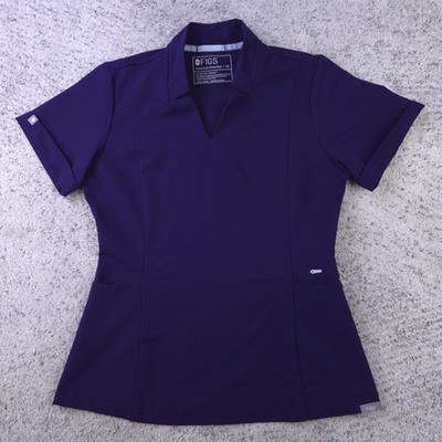 Figs Inala Scrub Top Womens XS Purple Medical Shirt Slim Fit Scrubs PO 3849 GUC