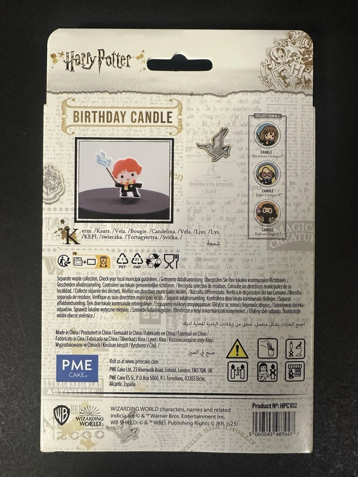 PME Pastel Harry Potter Velas de Cumpleaños Ron, Draco y Hermione Lote de 3 Nuevo en Caja Foto 3 de 4