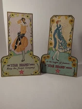 Pair Antique Advertising Star Brand Shoes Countertop Displays Cardboard