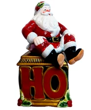 Fitz & Floyd Ho!Ho!Ho! Lidded Box 2003 Santa Christmas Candy Trinket Memory