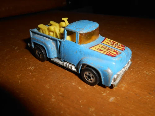 Vintage 1973 Blue Ford '56 Hi Hauler Pick-Up Truck with Motorcycles 1:64 HK