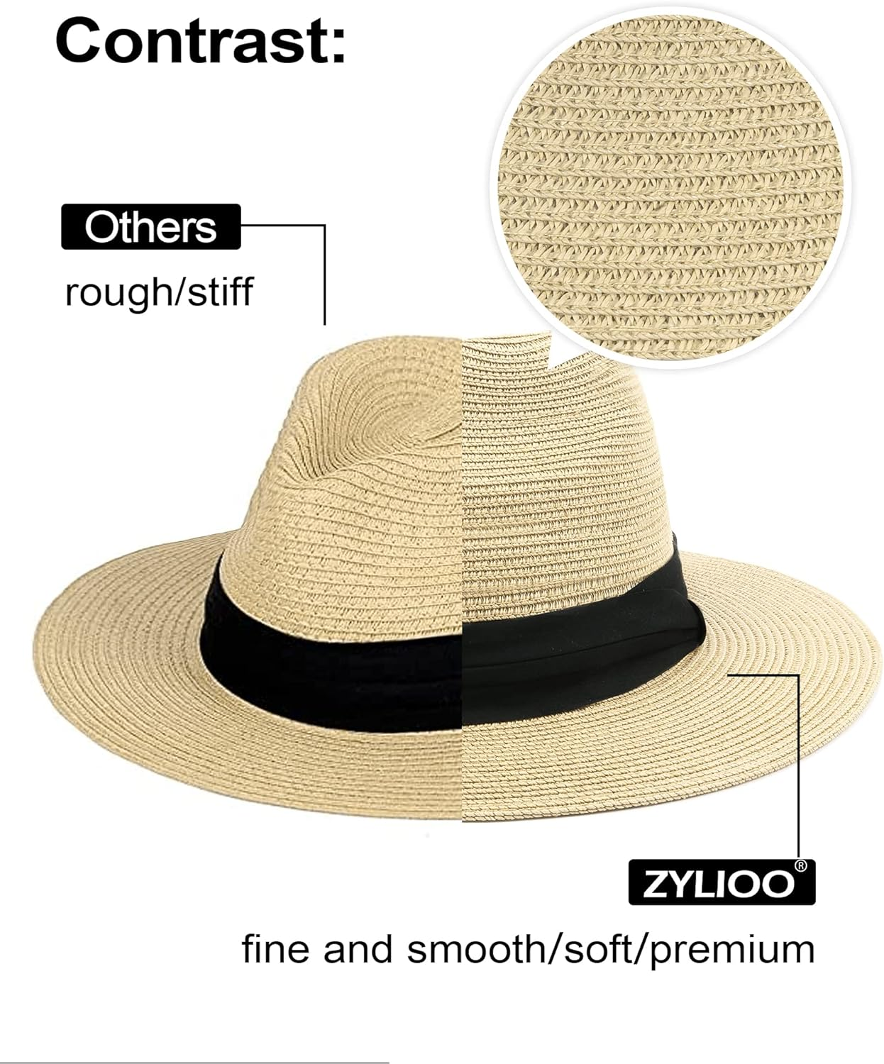 XXL Oversize Straw Sun Hats,Wide Brim Panama Beach Hat for Big Heads