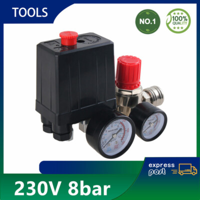 Neu Druckregler mit Druckschalter für Kompressor Kompressorschalte 230V 8bar
