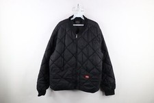 Vtg Dickies Mens Large Faded Spell Out Fleece Lined Quilted Bomber Jacket Black