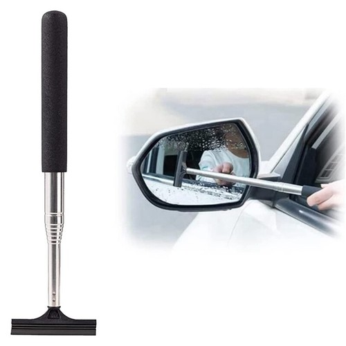 CGEAMDY Essuie-Glace De Rétroviseur Rétractable, Nettoyant De Rétroviseur De Voiture, Télescopique Raclette à Vitre Avec TêTe De Brosse En Couches, Pour Nettoyage De Brouillard Deau (Rose