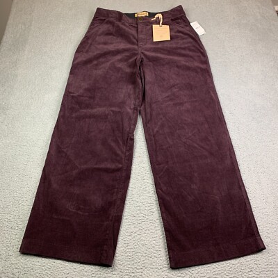 Democracy AB Technology Pants Size 14 Wide Leg Velour Raisin Purple Plum NEW