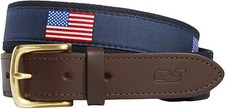 MSRP 58.00  Vineyard Vines Men's Size 52" American Flag Canvas Club Belt