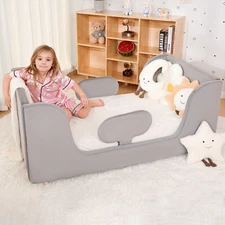 H&ZT Toddler Bed, Child Bed for Kids & Safty Broad Certified Fabric Toddler Bed