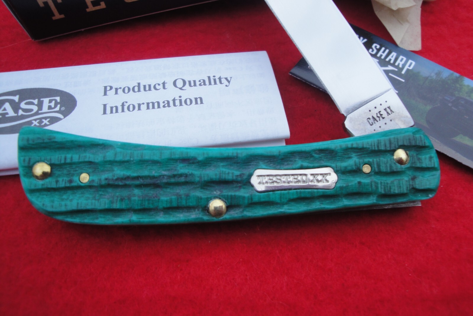 Case xx Knives Sodbuster Jr. 48941 Kinfolk Jig Jade Bone Pocket Knife